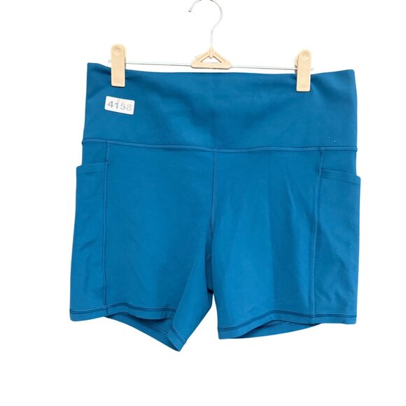 Athleta Pants - Athleta Women's Short Sz L Teal Blue Salutation Stash 5 inches High Rise Stretch